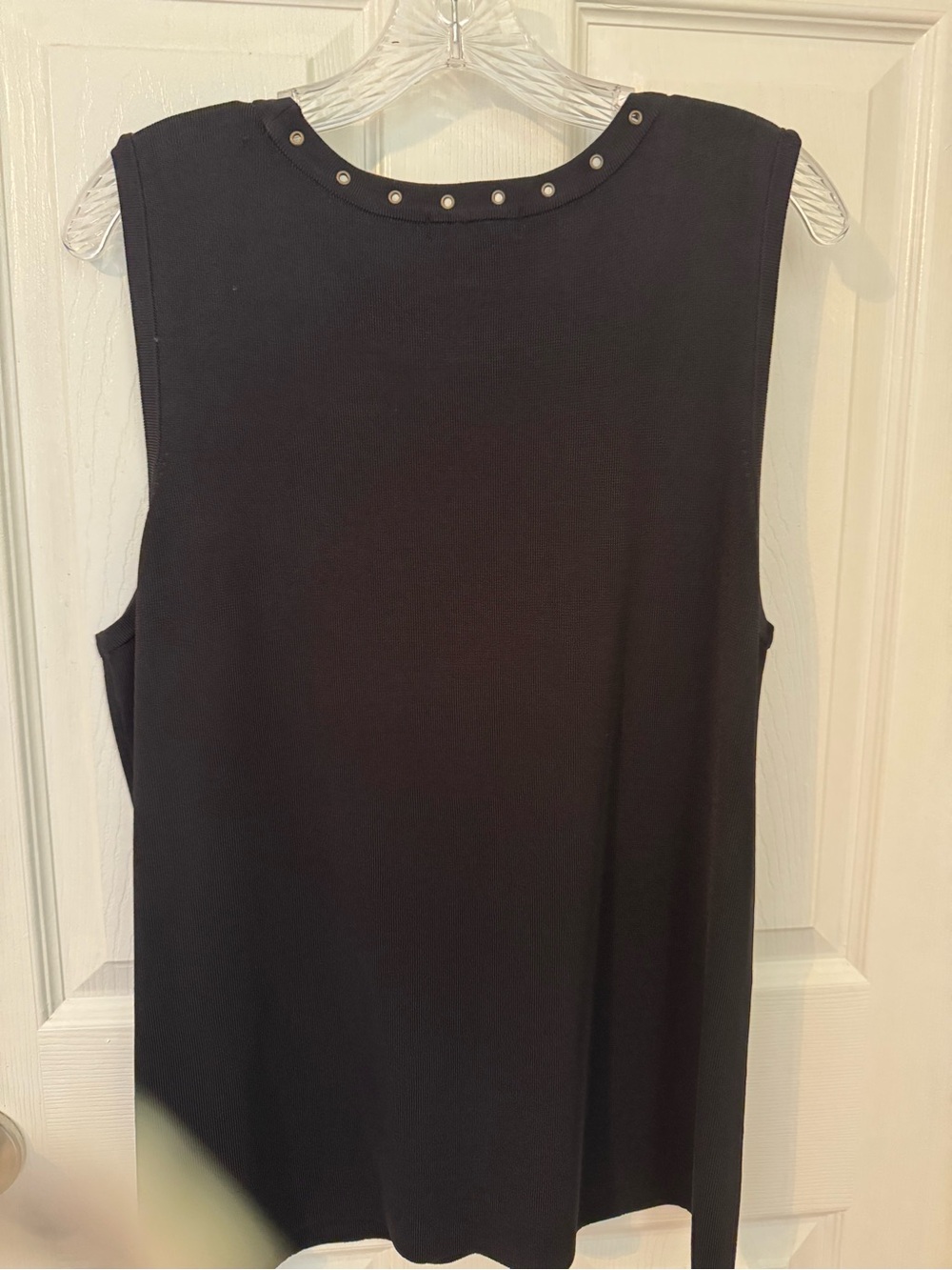 Alfani Black Ribbed Knit 2-Piece Twinset Top & Open Cardigan Gold Grommets [1X] - Picture 5 of 10